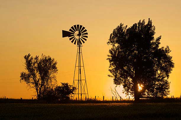 windmill in a sunset